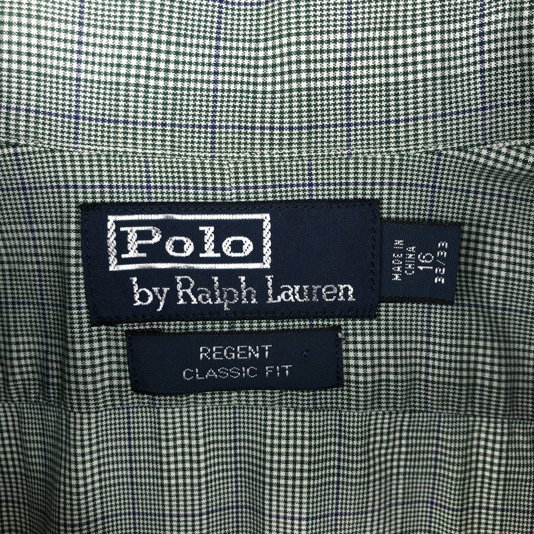 Ralph Lauren POLO by RALPH LAUREN REGENT CLASSIC FIT long-sleeved cotton shirt, men's size L, regular collar cotton green type Vintage Second Hand