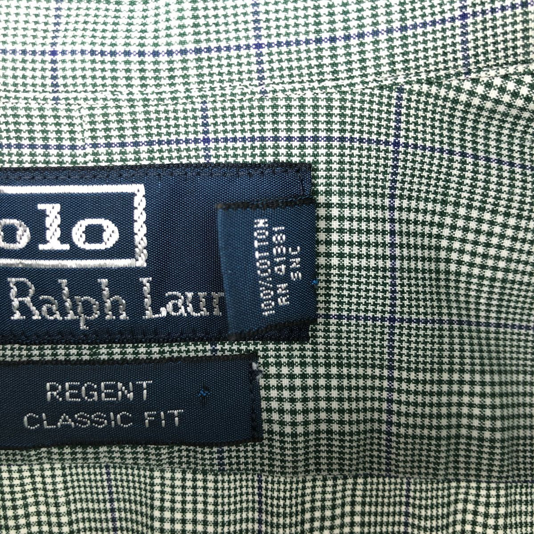 Ralph Lauren POLO by RALPH LAUREN REGENT CLASSIC FIT long-sleeved cotton shirt, men's size L, regular collar cotton green type Vintage Second Hand