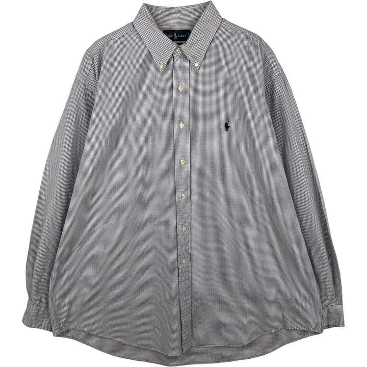 Ralph Lauren BLAKE long sleeve button down check shirt, men's XL size cotton pale white type Vintage Second Hand