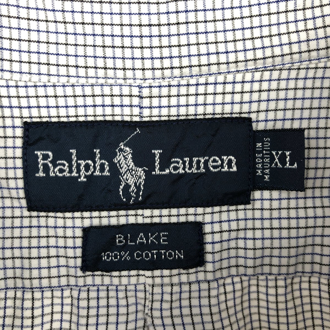 Ralph Lauren BLAKE long sleeve button down check shirt, men's XL size cotton pale white type Vintage Second Hand