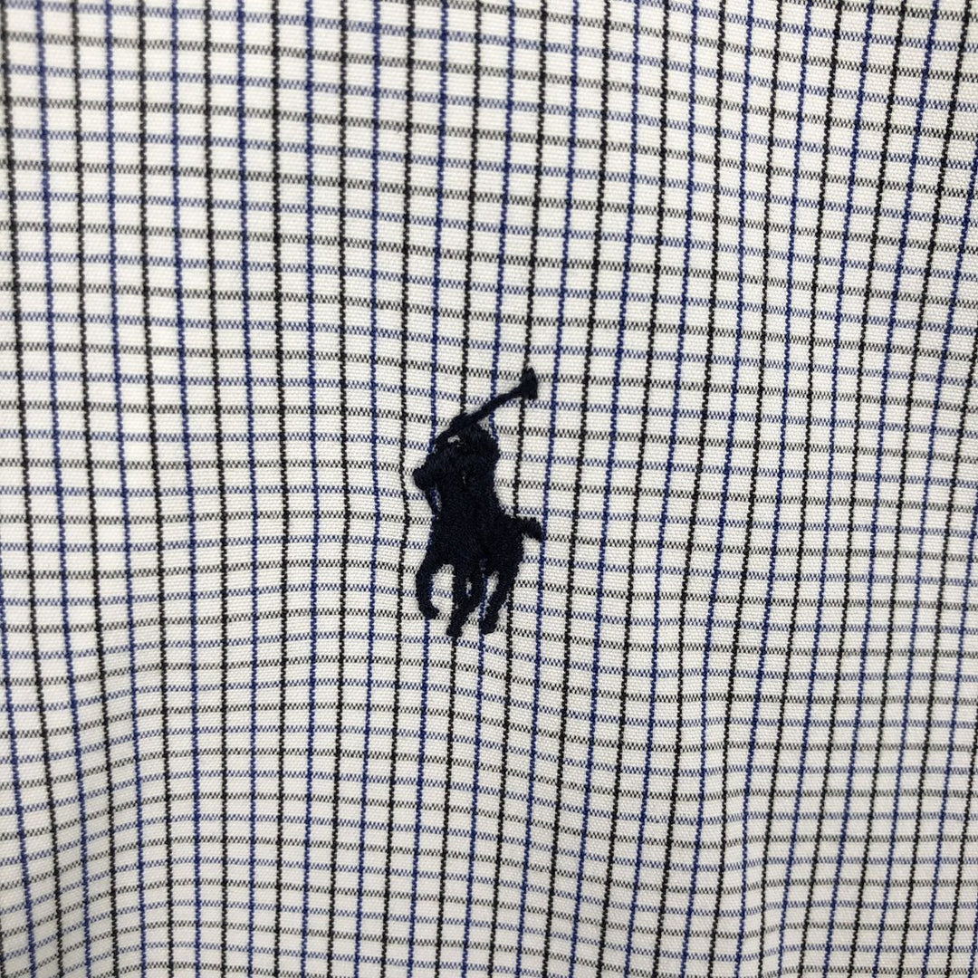 Ralph Lauren BLAKE long sleeve button down check shirt, men's XL size cotton pale white type Vintage Second Hand