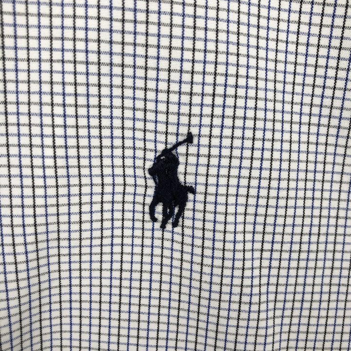 Ralph Lauren BLAKE long sleeve button down check shirt, men's XL size cotton pale white type Vintage Second Hand