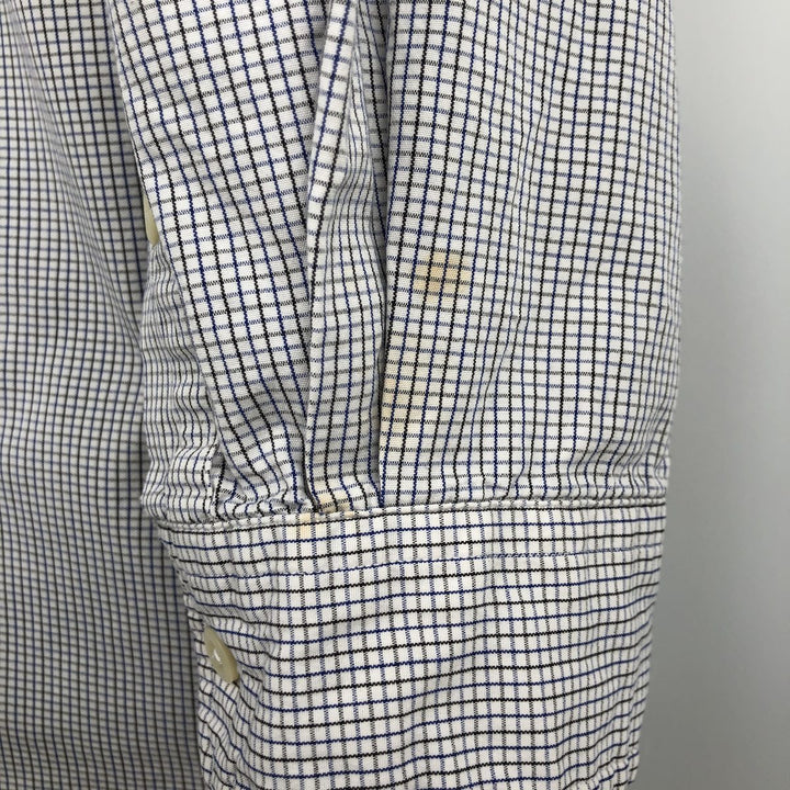 Ralph Lauren BLAKE long sleeve button down check shirt, men's XL size cotton pale white type Vintage Second Hand