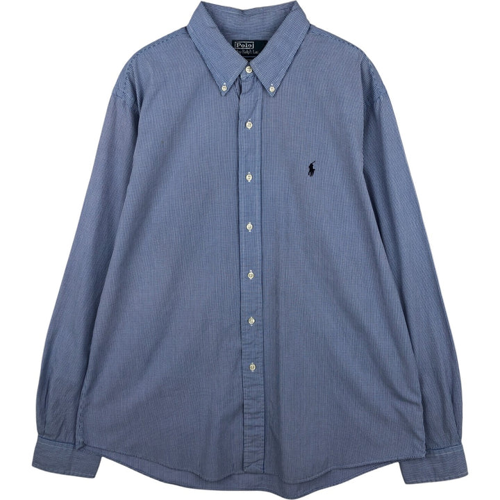 Ralph Lauren POLO by RALPH LAUREN CLASSIC FIT Gingham Check Long Sleeve Button-Down Check Shirt, Men's Size XL (approx.) cotton white type Vintage Second Hand