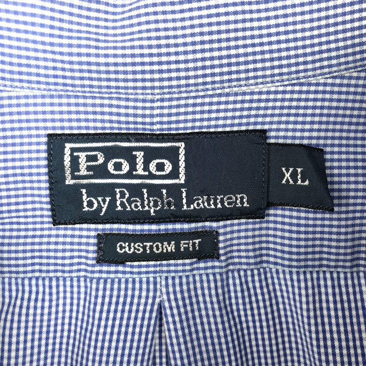 Ralph Lauren POLO by RALPH LAUREN CLASSIC FIT Gingham Check Long Sleeve Button-Down Check Shirt, Men's Size XL (approx.) cotton white type Vintage Second Hand