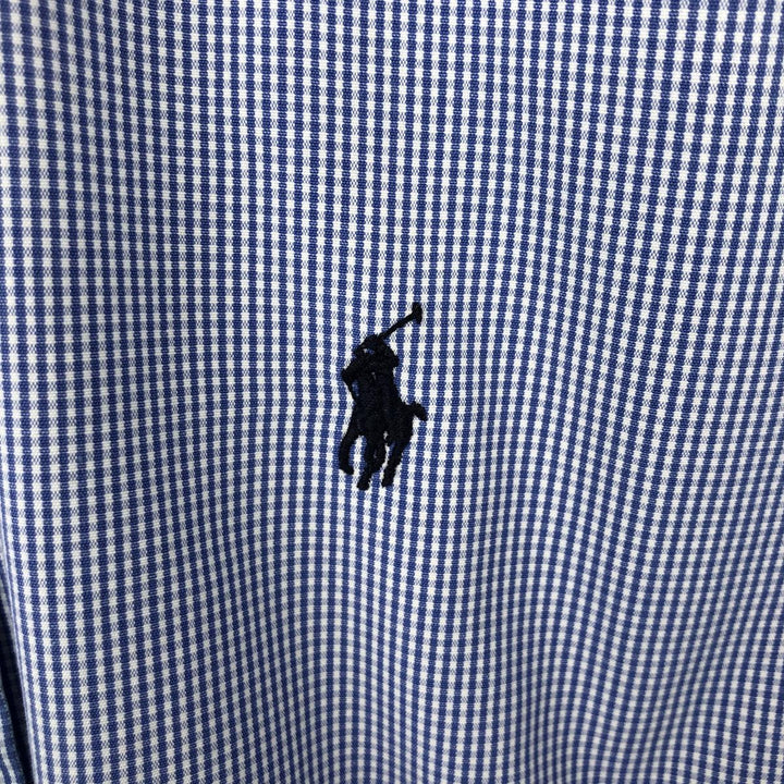 Ralph Lauren POLO by RALPH LAUREN CLASSIC FIT Gingham Check Long Sleeve Button-Down Check Shirt, Men's Size XL (approx.) cotton white type Vintage Second Hand