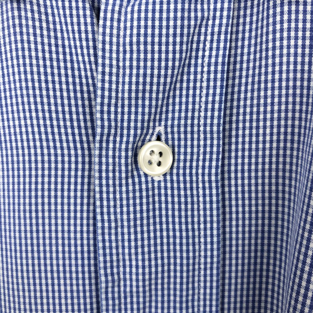 Ralph Lauren POLO by RALPH LAUREN CLASSIC FIT Gingham Check Long Sleeve Button-Down Check Shirt, Men's Size XL (approx.) cotton white type Vintage Second Hand