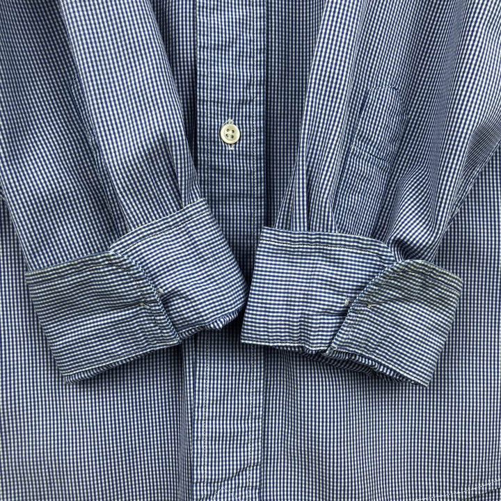 Ralph Lauren POLO by RALPH LAUREN CLASSIC FIT Gingham Check Long Sleeve Button-Down Check Shirt, Men's Size XL (approx.) cotton white type Vintage Second Hand