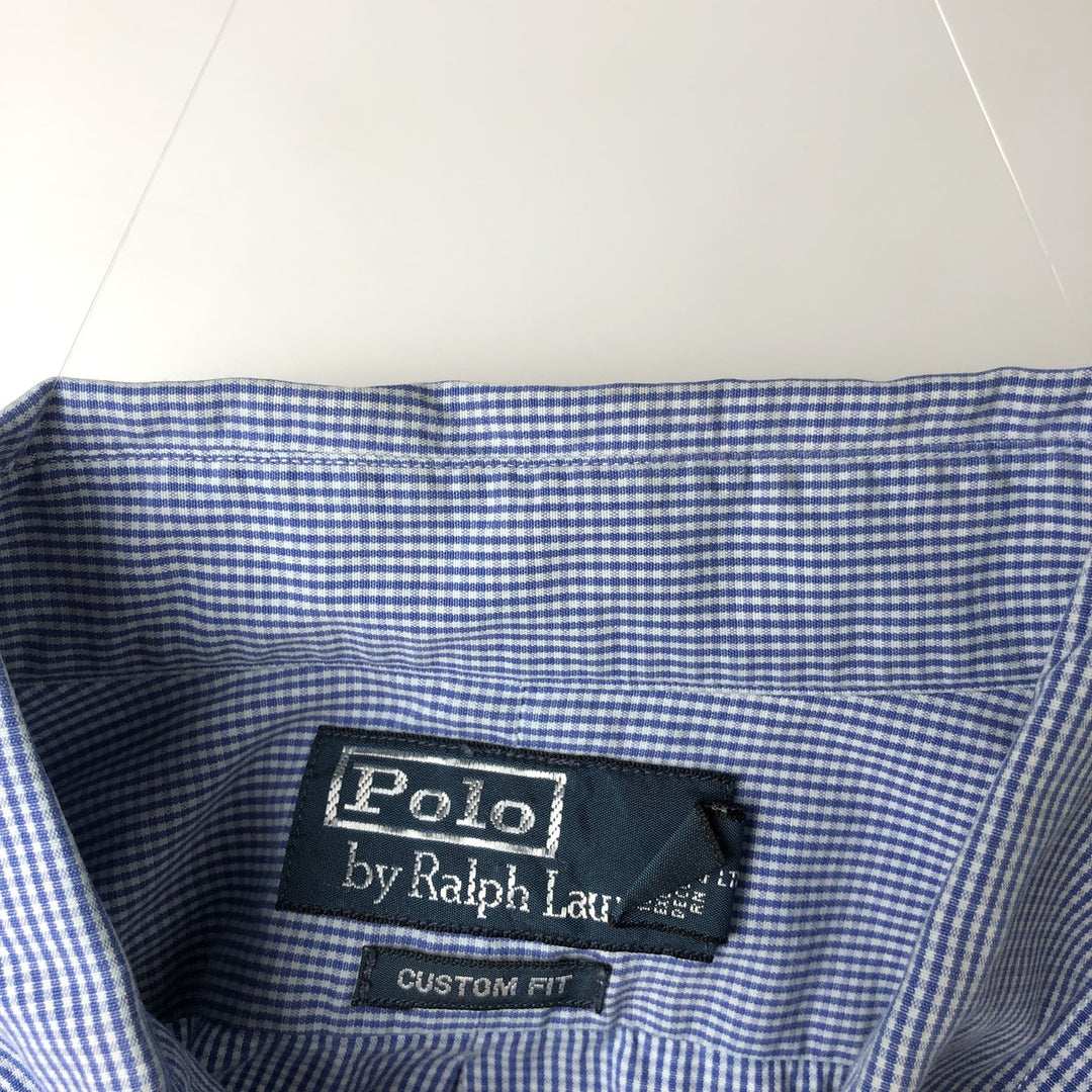 Ralph Lauren POLO by RALPH LAUREN CLASSIC FIT Gingham Check Long Sleeve Button-Down Check Shirt, Men's Size XL (approx.) cotton white type Vintage Second Hand