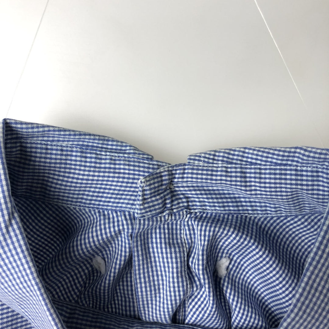 Ralph Lauren POLO by RALPH LAUREN CLASSIC FIT Gingham Check Long Sleeve Button-Down Check Shirt, Men's Size XL (approx.) cotton white type Vintage Second Hand