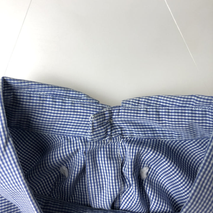 Ralph Lauren POLO by RALPH LAUREN CLASSIC FIT Gingham Check Long Sleeve Button-Down Check Shirt, Men's Size XL (approx.) cotton white type Vintage Second Hand