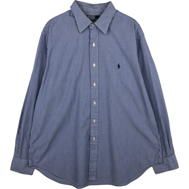 Ralph Lauren POLO by Ralph Lauren ANDREW Long Sleeve Cotton Striped Shirt, Men's XL, Regular Collar cotton blue type Vintage Second Hand