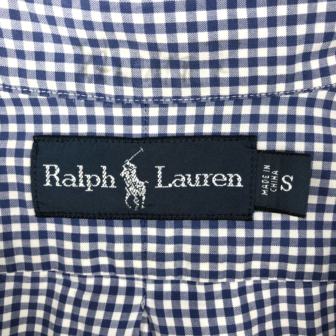 Ralph Lauren gingham check long sleeve button-down check shirt, men's size S cotton white type Vintage Second Hand