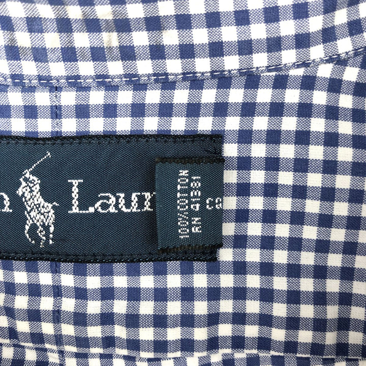 Ralph Lauren gingham check long sleeve button-down check shirt, men's size S cotton white type Vintage Second Hand
