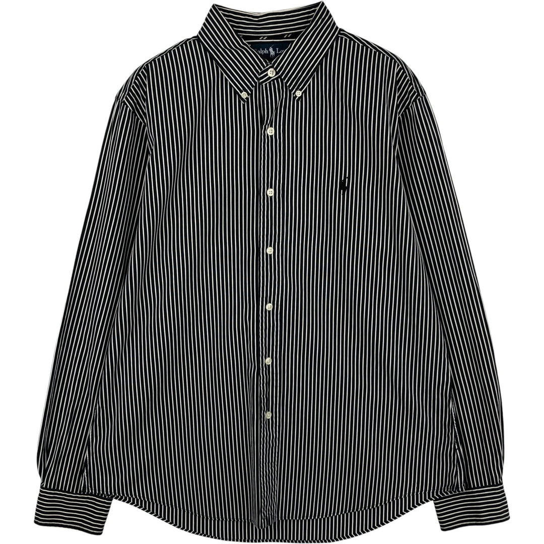 Ralph Lauren CUSTOM FIT long sleeve button down striped shirt men's size L cotton white type Vintage Second Hand