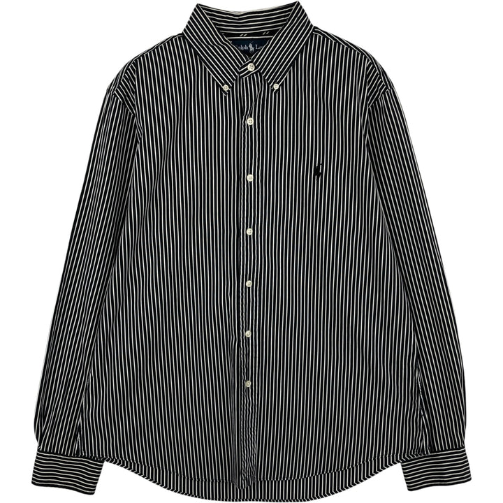 Ralph Lauren CUSTOM FIT long sleeve button down striped shirt men's size L cotton white type Vintage Second Hand