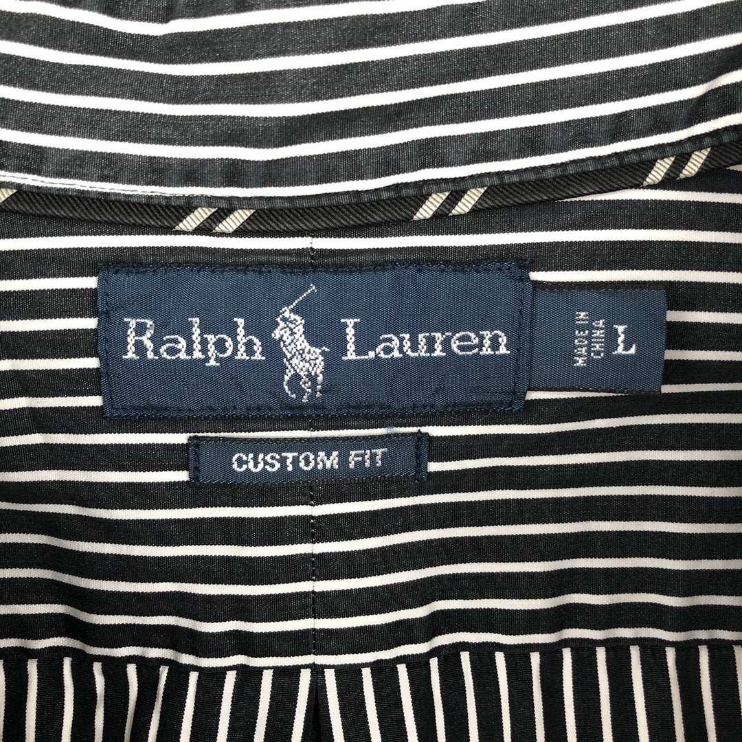 Ralph Lauren CUSTOM FIT long sleeve button down striped shirt men's size L cotton white type Vintage Second Hand