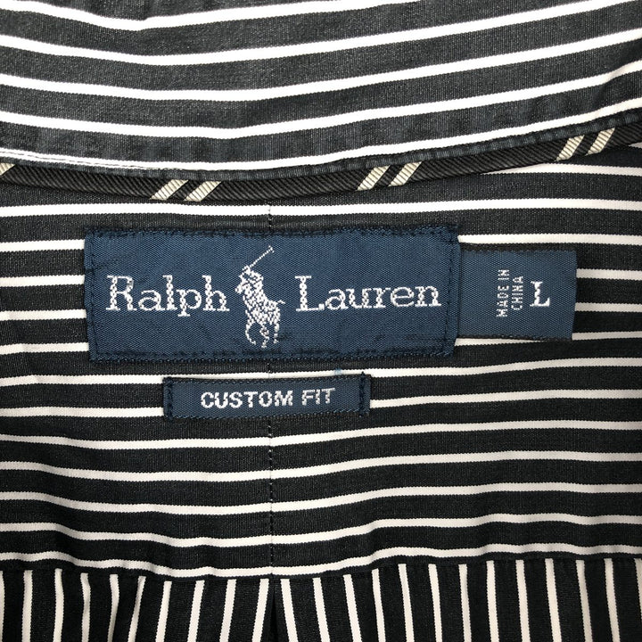 Ralph Lauren CUSTOM FIT long sleeve button down striped shirt men's size L cotton white type Vintage Second Hand