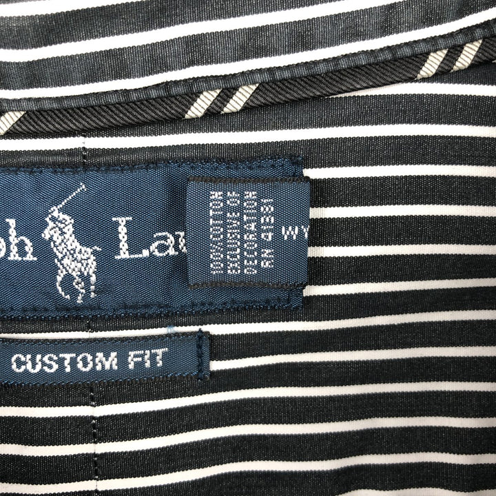 Ralph Lauren CUSTOM FIT long sleeve button down striped shirt men's size L cotton white type Vintage Second Hand