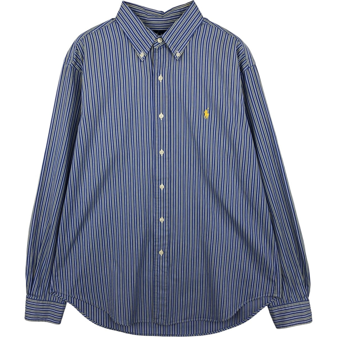 Ralph Lauren Classic Fit Long Sleeve Button Down Striped Shirt Men's Size L cotton Blue type light blue Vintage Second Hand