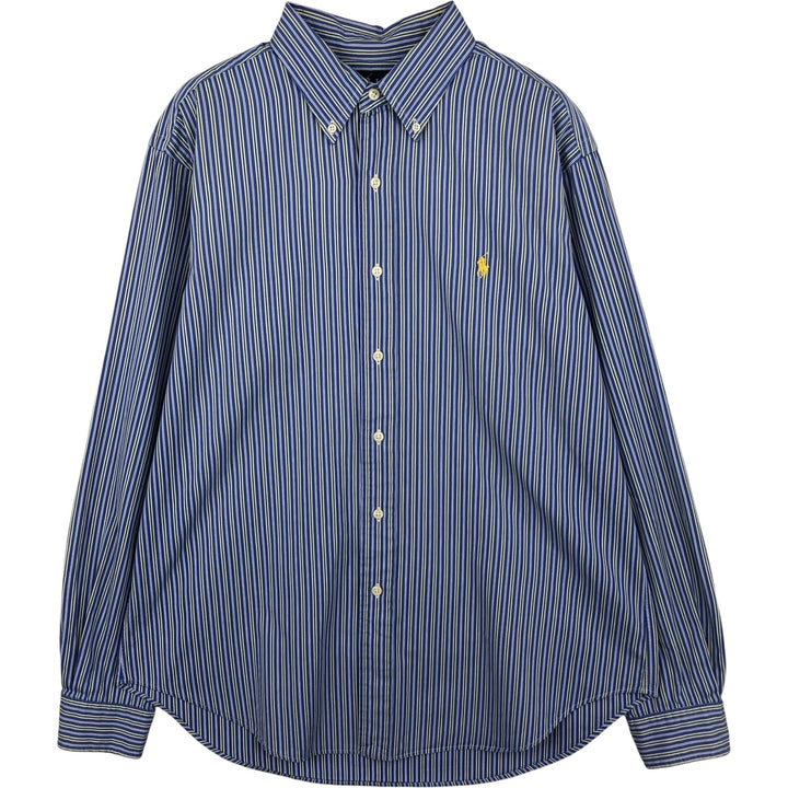 Ralph Lauren Classic Fit Long Sleeve Button Down Striped Shirt Men's Size L cotton Blue type light blue Vintage Second Hand