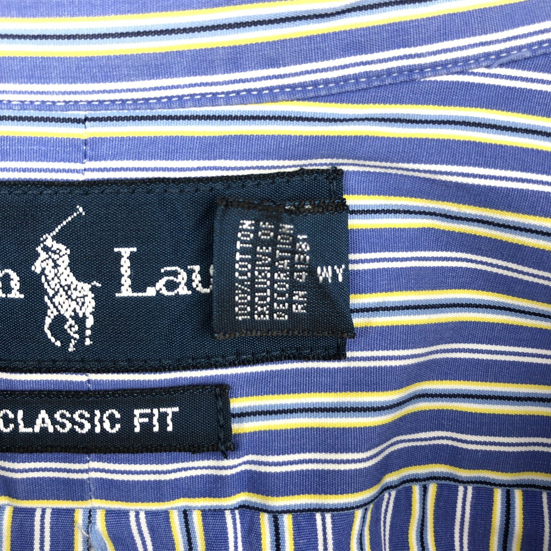 Ralph Lauren Classic Fit Long Sleeve Button Down Striped Shirt Men's Size L cotton Blue type light blue Vintage Second Hand