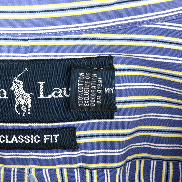 Ralph Lauren Classic Fit Long Sleeve Button Down Striped Shirt Men's Size L cotton Blue type light blue Vintage Second Hand