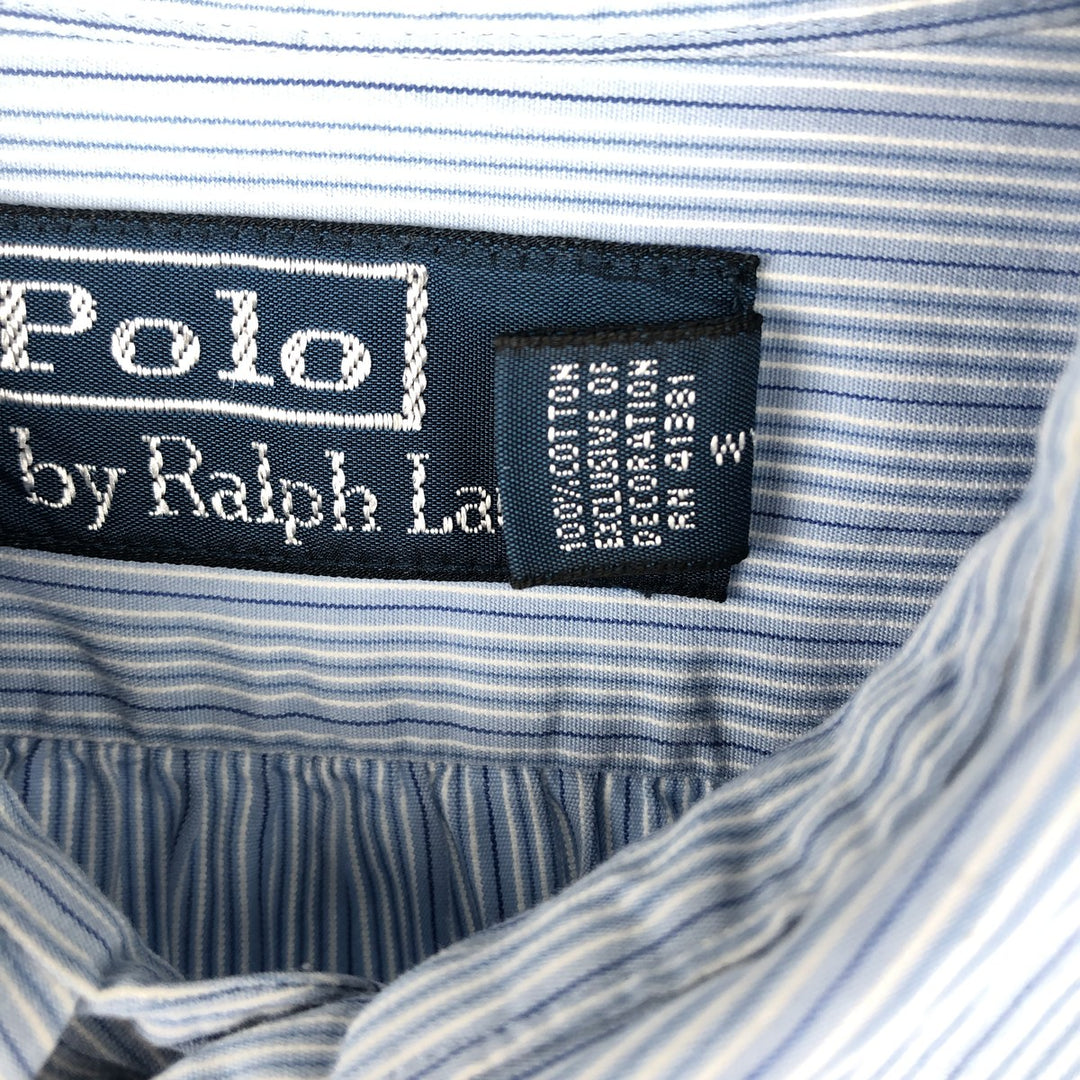 Ralph Lauren POLO by Ralph Lauren long sleeve cotton striped shirt, men's size M cotton Blue type light blue Vintage Second Hand
