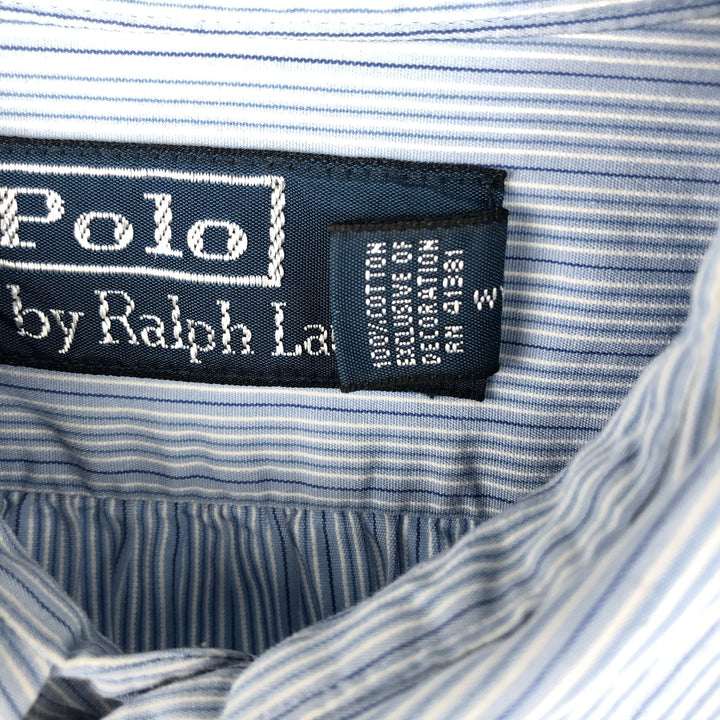 Ralph Lauren POLO by Ralph Lauren long sleeve cotton striped shirt, men's size M cotton Blue type light blue Vintage Second Hand