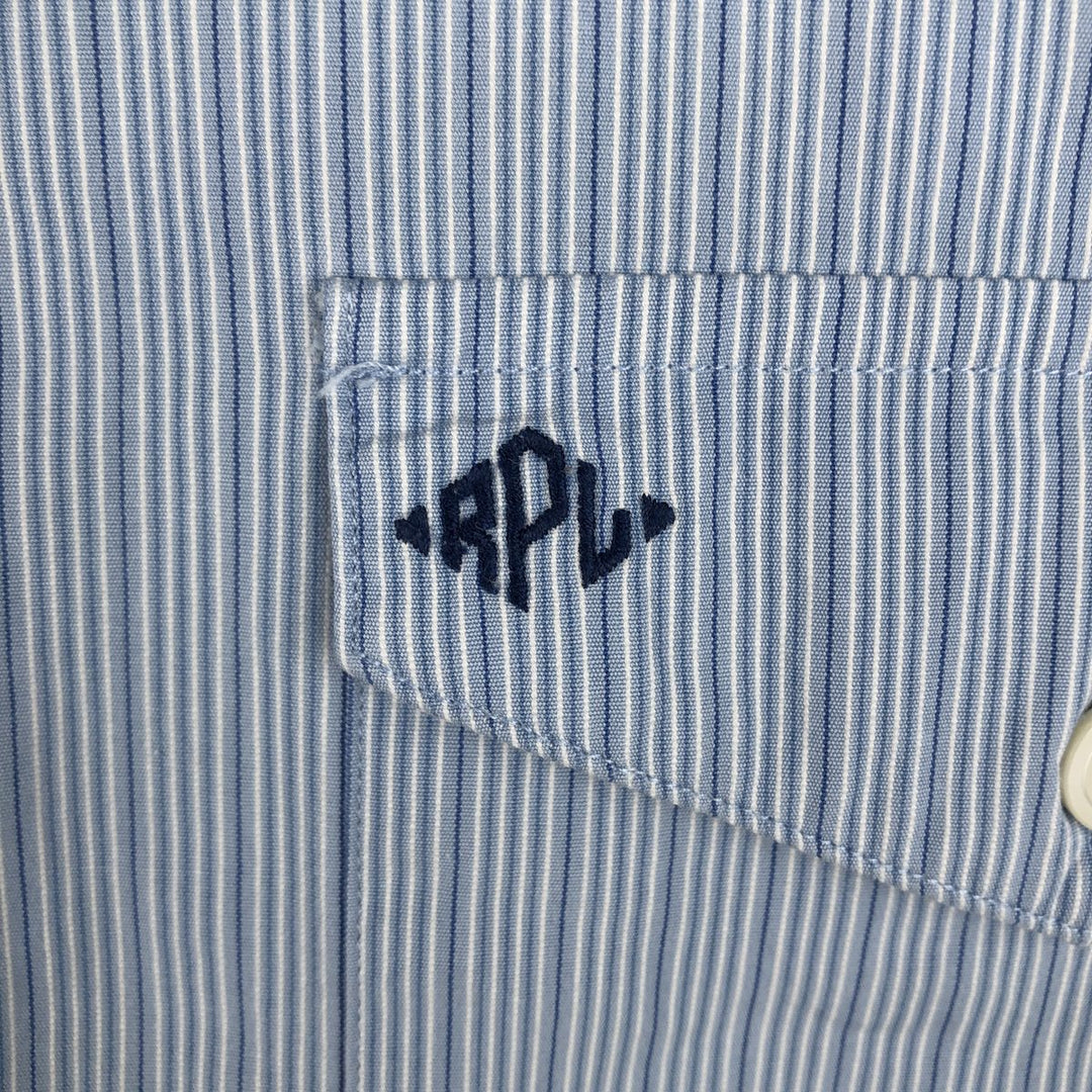 Ralph Lauren POLO by Ralph Lauren long sleeve cotton striped shirt, men's size M cotton Blue type light blue Vintage Second Hand