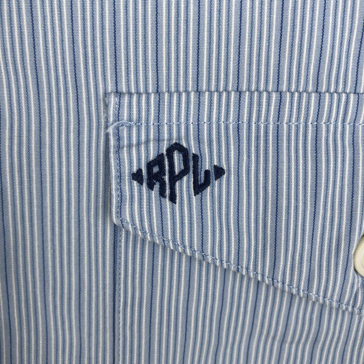 Ralph Lauren POLO by Ralph Lauren long sleeve cotton striped shirt, men's size M cotton Blue type light blue Vintage Second Hand