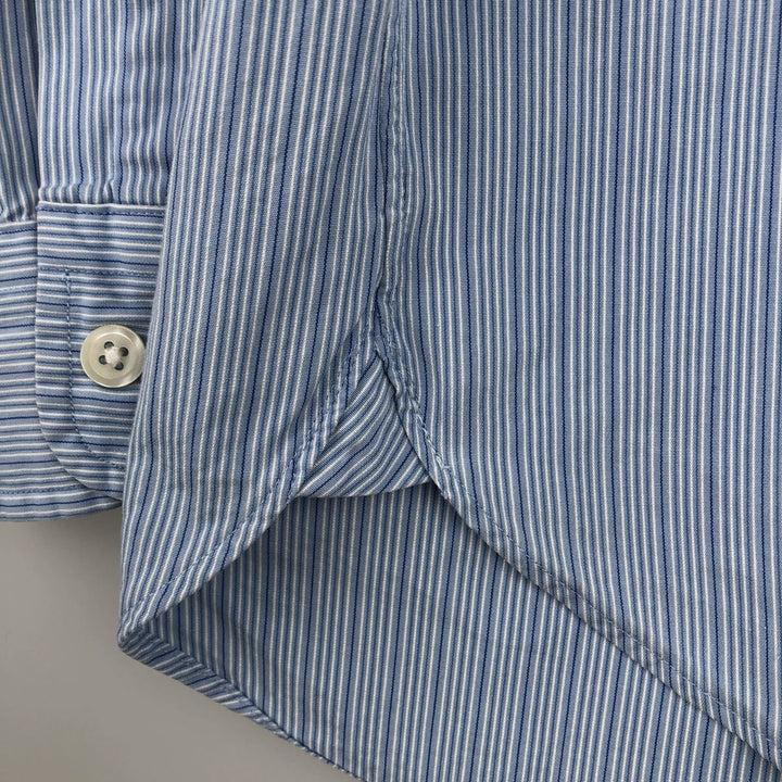 Ralph Lauren POLO by Ralph Lauren long sleeve cotton striped shirt, men's size M cotton Blue type light blue Vintage Second Hand