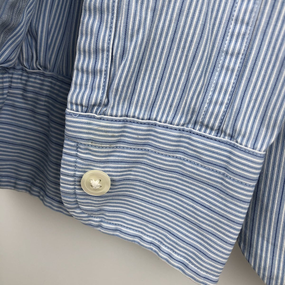 Ralph Lauren POLO by Ralph Lauren long sleeve cotton striped shirt, men's size M cotton Blue type light blue Vintage Second Hand
