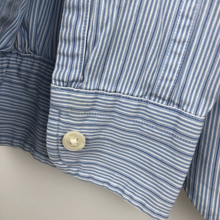 Ralph Lauren POLO by Ralph Lauren long sleeve cotton striped shirt, men's size M cotton Blue type light blue Vintage Second Hand