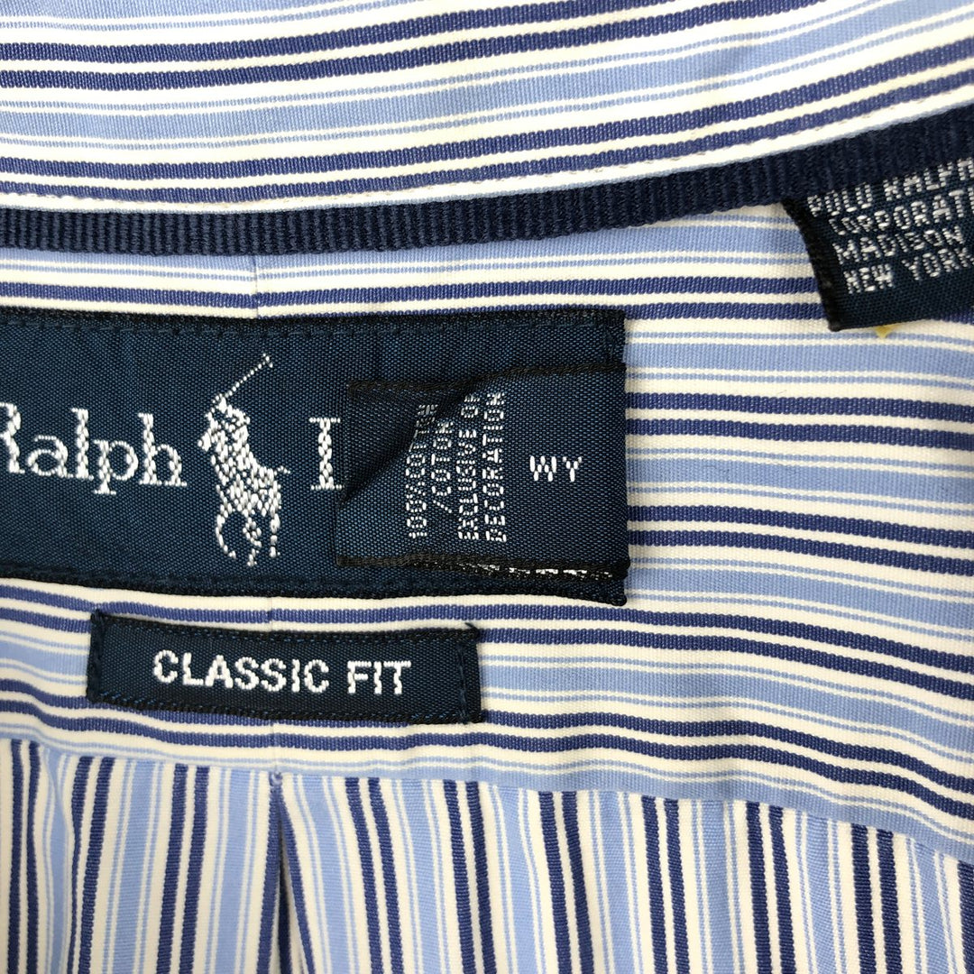 Ralph Lauren Classic Fit Long Sleeve Button Down Striped Shirt Men's M cotton Blue type light blue Vintage Second Hand