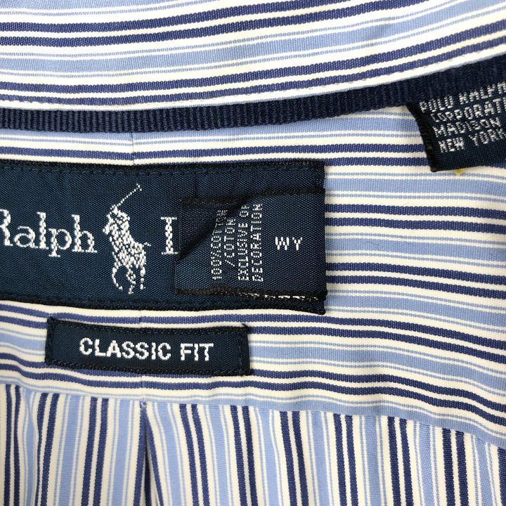 Ralph Lauren Classic Fit Long Sleeve Button Down Striped Shirt Men's M cotton Blue type light blue Vintage Second Hand