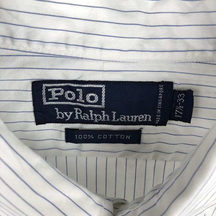 Ralph Lauren POLO by Ralph Lauren tab collar long sleeve cotton striped shirt, men's size XL cotton white type Vintage Second Hand