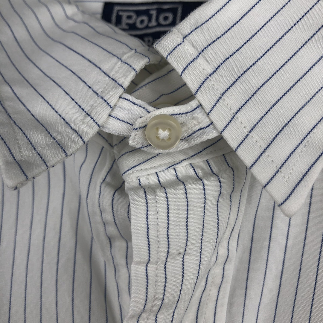 Ralph Lauren POLO by Ralph Lauren tab collar long sleeve cotton striped shirt, men's size XL cotton white type Vintage Second Hand