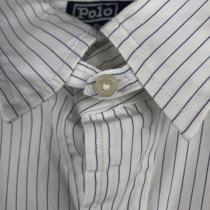 Ralph Lauren POLO by Ralph Lauren tab collar long sleeve cotton striped shirt, men's size XL cotton white type Vintage Second Hand