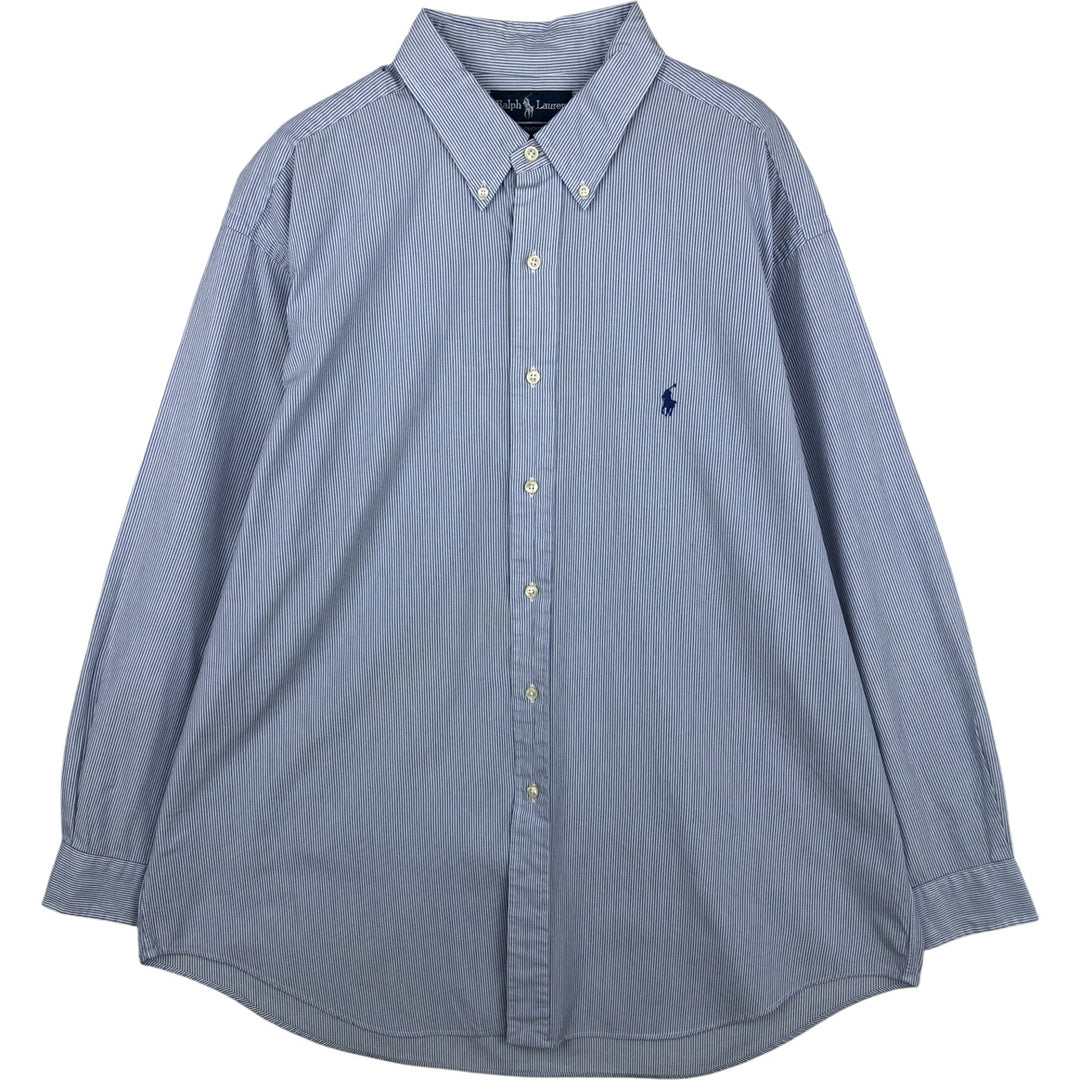 Ralph Lauren YARMOUTH Long Sleeve Button-Down Striped Shirt, Men's XL cotton white type Vintage Second Hand