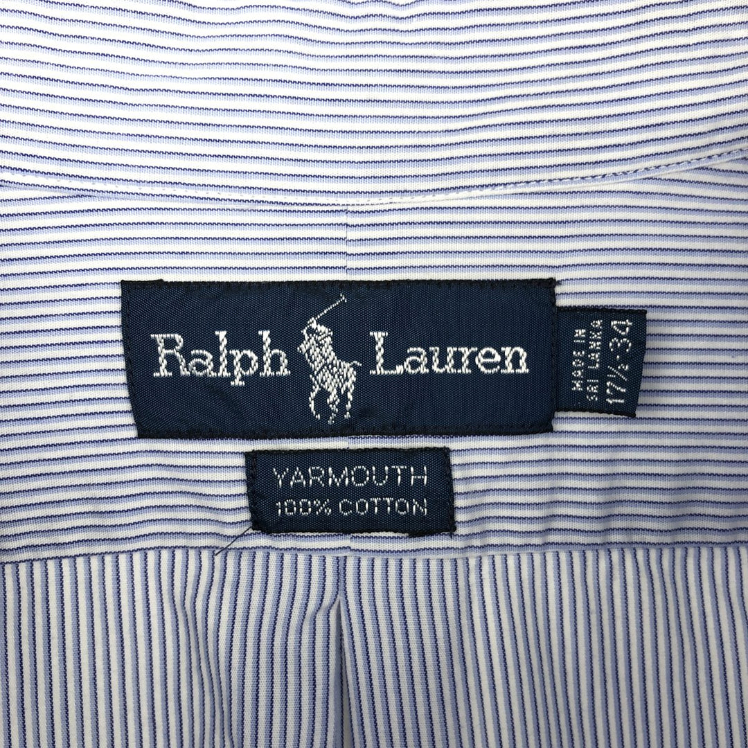 Ralph Lauren YARMOUTH Long Sleeve Button-Down Striped Shirt, Men's XL cotton white type Vintage Second Hand