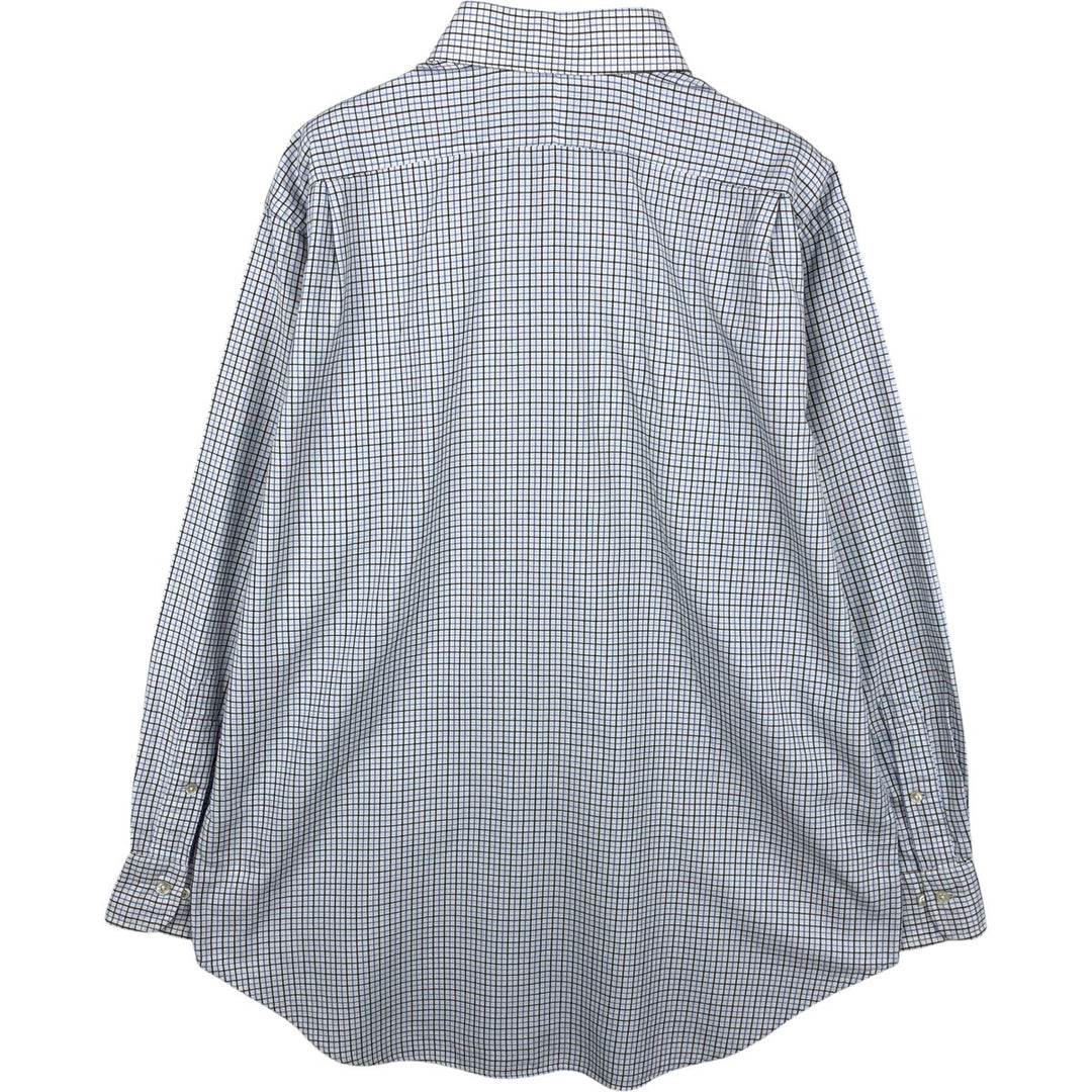 Ralph Lauren POLO by RALPH LAUREN REGENT CLASSIC FIT long-sleeved cotton check shirt, men's size L, wide collar cotton white type Vintage Second Hand