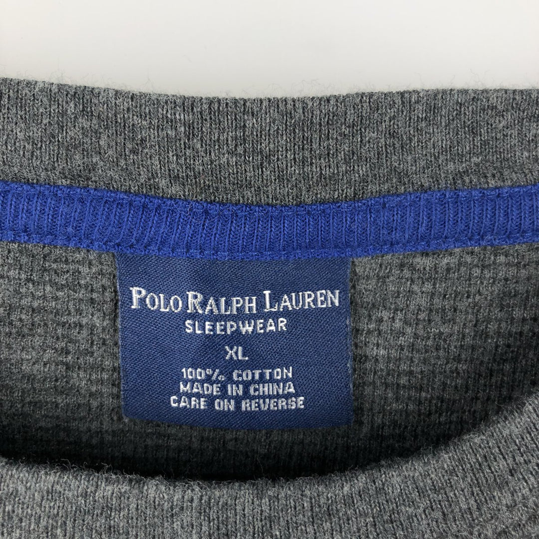 Ralph Lauren POLO RALPH LAUREN SLEEPWEAR Thermal Long T-Shirt, Men's XL cotton Charcoal Vintage Second Hand