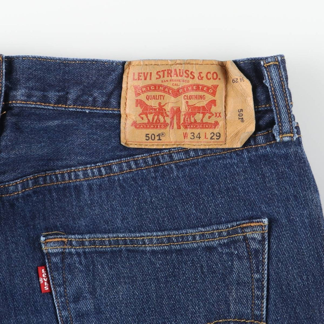Levi's 501 straight denim pants for men, size W35 cotton navy blue type Vintage Second Hand