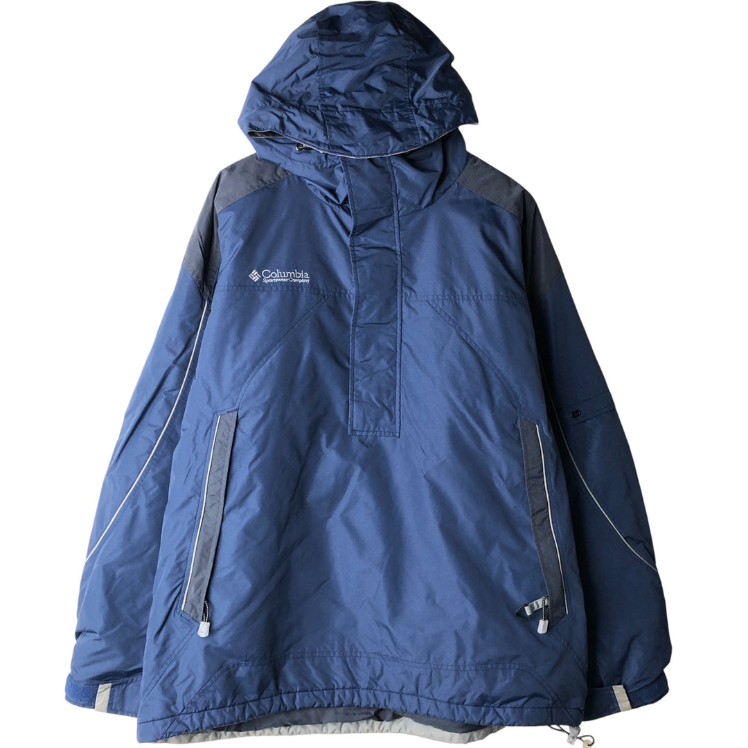 90'S Columbia Half-Zip Padded Mountain Parka/Shell/Puffer Jacket, Men's Size L Nylon navy blue type Vintage Second Hand