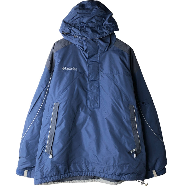 90'S Columbia Half-Zip Padded Mountain Parka/Shell/Puffer Jacket, Men's Size L Nylon navy blue type Vintage Second Hand