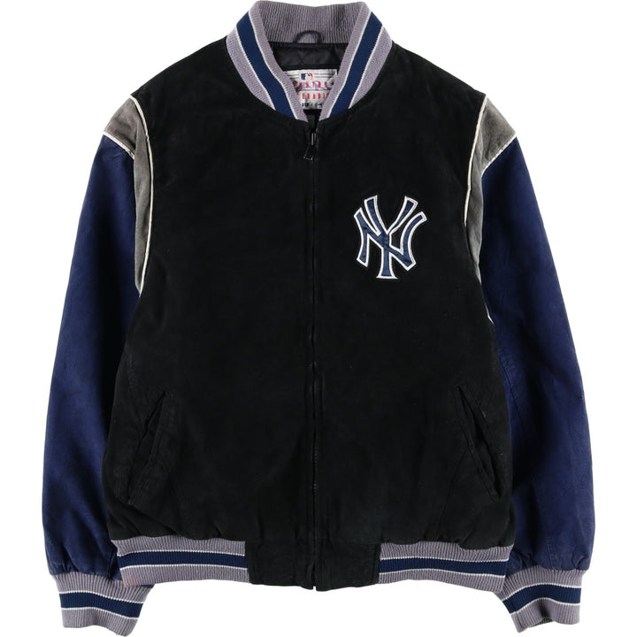 2000'S G-III & Carl Banks MLB New York Yankees Padded Suede Leather Stadium Jacket, Men's Size L Genuine Leather Suede Leather black type Vintage Second Hand