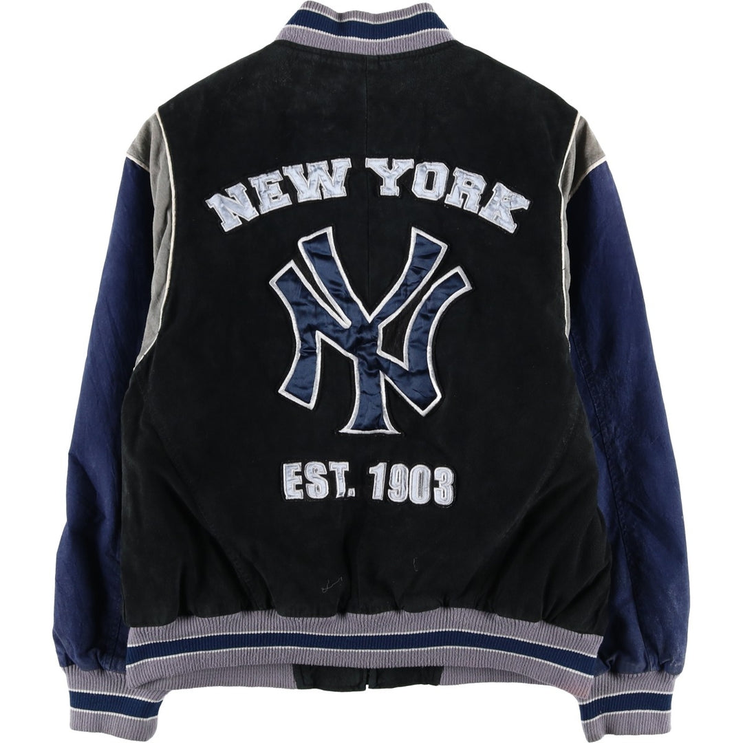 2000'S G-III & Carl Banks MLB New York Yankees Padded Suede Leather Stadium Jacket, Men's Size L Genuine Leather Suede Leather black type Vintage Second Hand