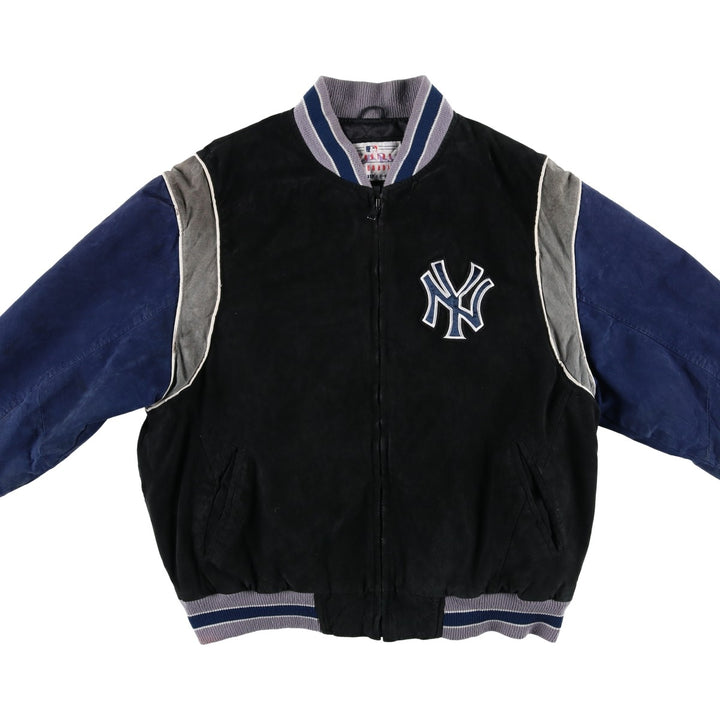 2000'S G-III & Carl Banks MLB New York Yankees Padded Suede Leather Stadium Jacket, Men's Size L Genuine Leather Suede Leather black type Vintage Second Hand