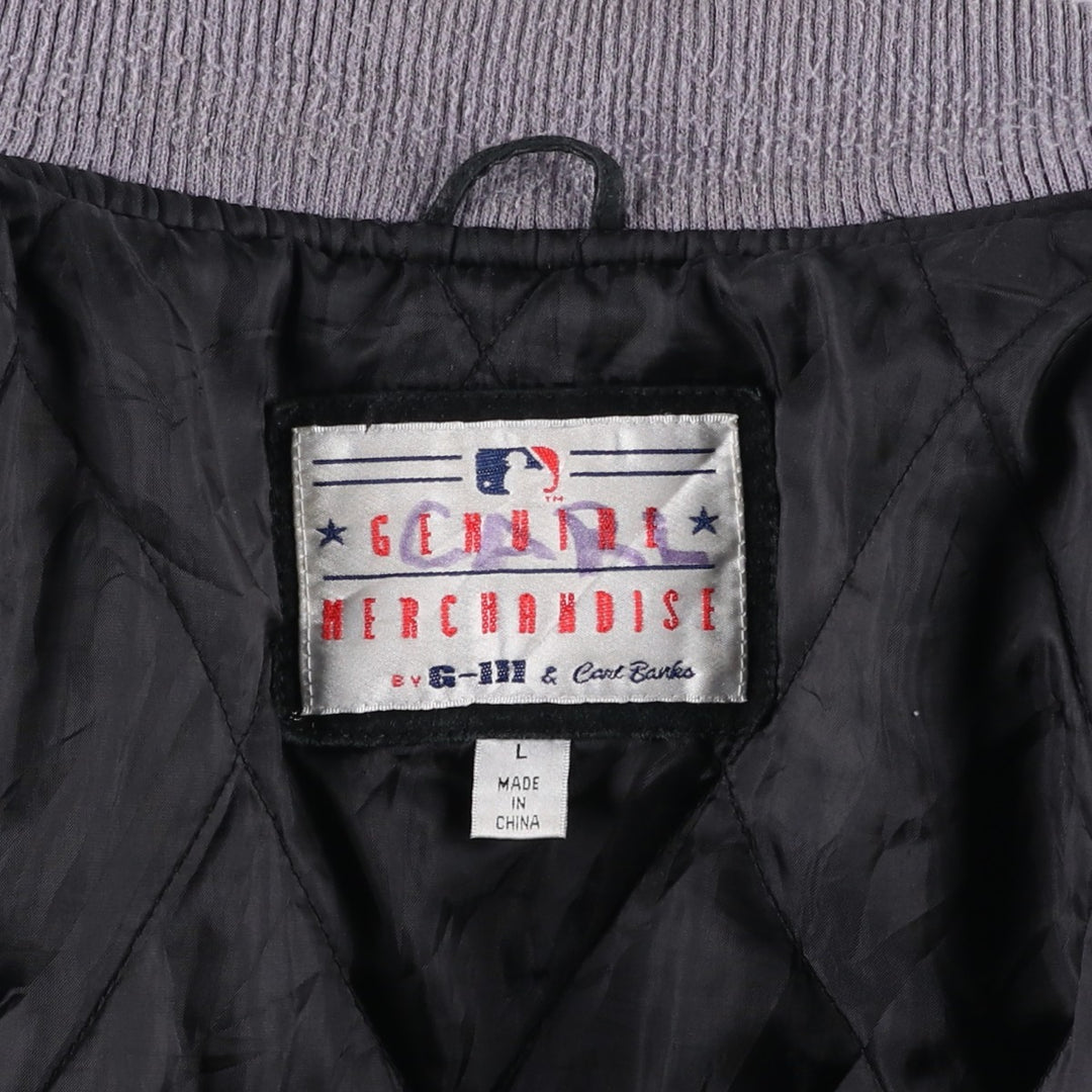 2000'S G-III & Carl Banks MLB New York Yankees Padded Suede Leather Stadium Jacket, Men's Size L Genuine Leather Suede Leather black type Vintage Second Hand